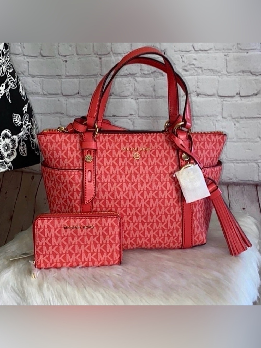 Michael Kors SULLIVAN Tote/JET SET Small Card Case Wallet 2pc Set